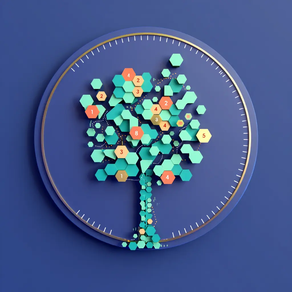 Abstract illustration showing balanced growth elements and daily progress markers